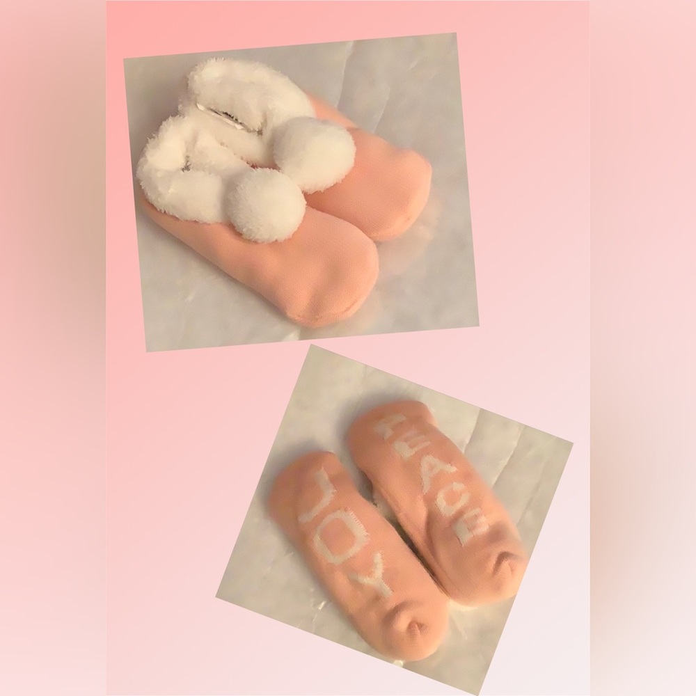 NWT Gymboree Girls Petal Pink Pom-Pom Slippers S M L